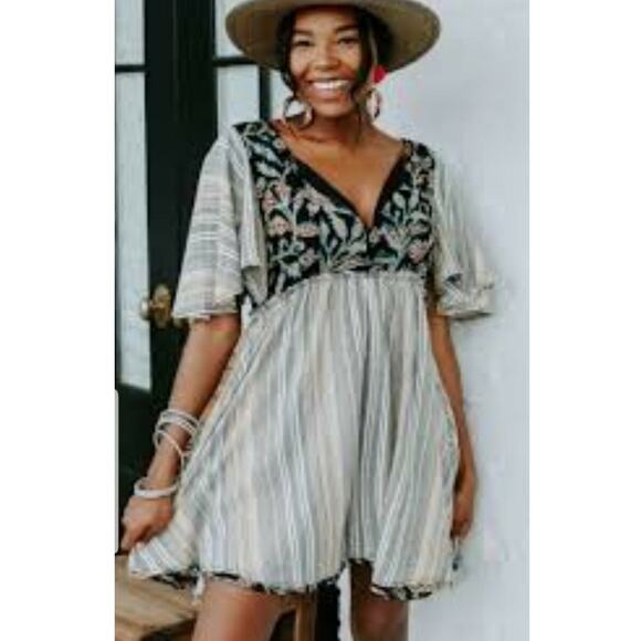 NEW Free People Under The Sun Floral Striped Tunic $128 Size Small Multicolor - Picture 5 of 5